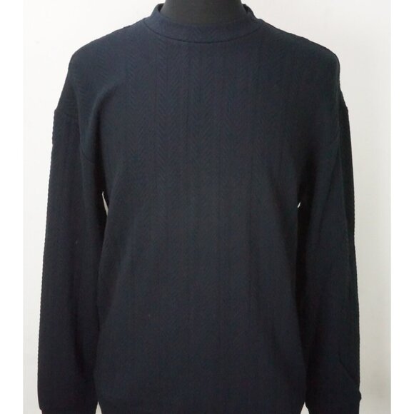 Giorgio Armani Black Label Cotton Blend Navy Textured Sweater Sz 48 NEW